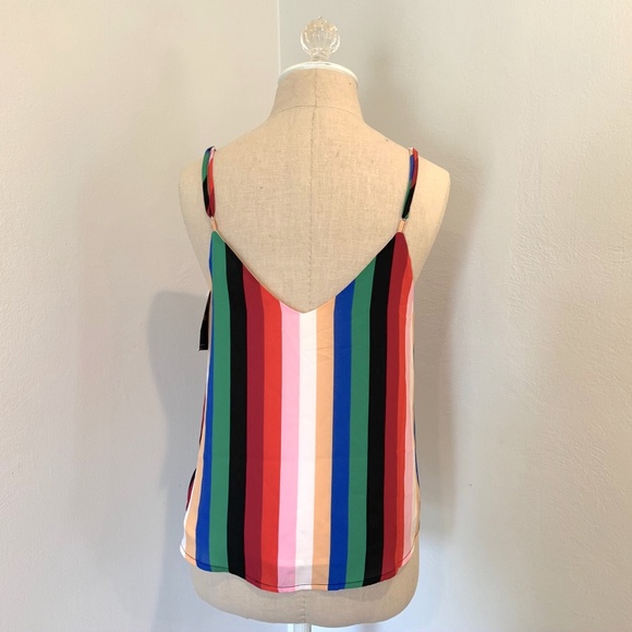 NWT Rainbow Striped V Neck Tank Top - Picture 3 of 4